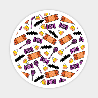 Orange and Purple Halloween Candy Pattern, made by EndlessEmporium Magnet